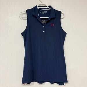 Peter Millar Ladies Sleeveless Polo Boldyn Networks Navy Blue Athletic Top Med